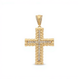 10K Yellow Gold Cross with CZ Unisex Pendant