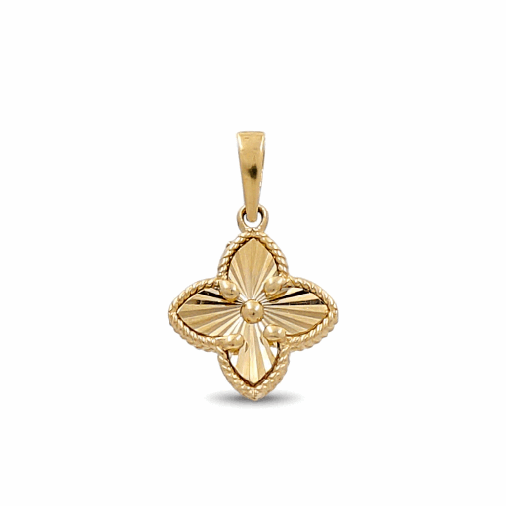 10K Yellow Gold Diamond Cut Flower Women's Pendant