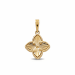 10K Yellow Gold Diamond Cut Flower Women's Pendant