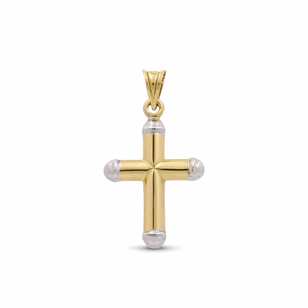 10K Two Tone White/Yellow Gold Cross Women's Pendant