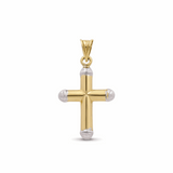 10K Two Tone White/Yellow Gold Cross Women's Pendant