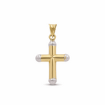 10K Two Tone White/Yellow Gold Cross Women's Pendant