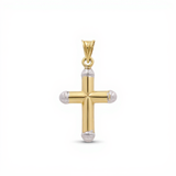 10K Two Tone White/Yellow Gold Cross Women's Pendant