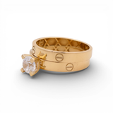 10K Yellow Gold Bridal Set with Cz Fashion Women's Ring