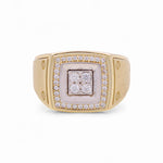 10k Two Tone White/Yellow Gold  Square with Cz Fashion Ring
