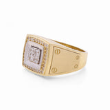 10k Two Tone White/Yellow Gold  Square with Cz Fashion Ring