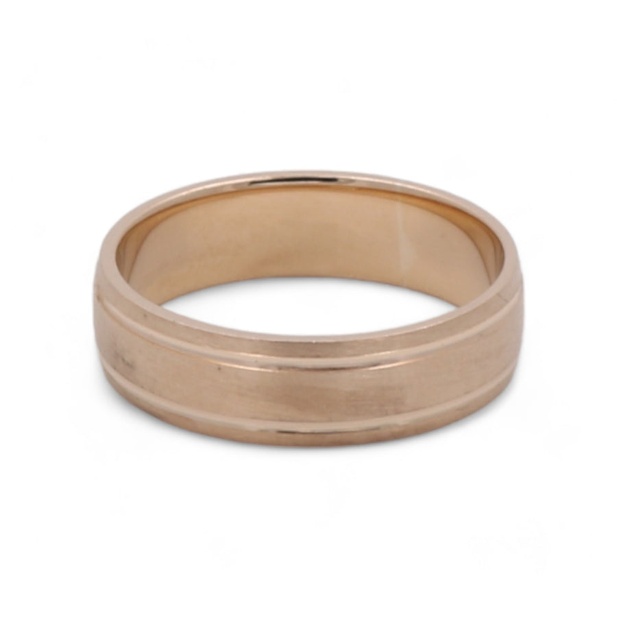 Elegance defines this simple Miral Jewelry 14K Yellow Gold Men's Wedding Band on a white background.