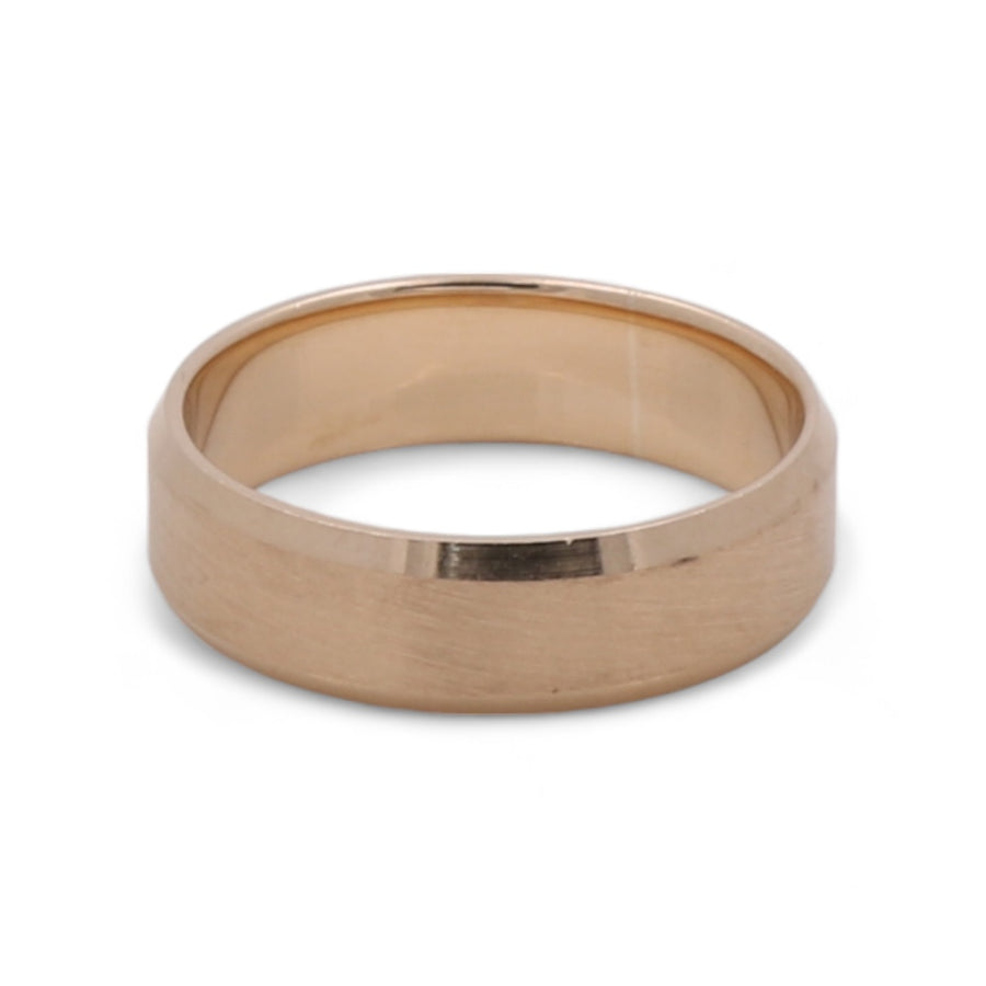Miral Jewelry's Men's 14K yellow gold wedding band on a white background.