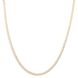 14K Two Tone White/Yellow Gold Curb Chain 18"