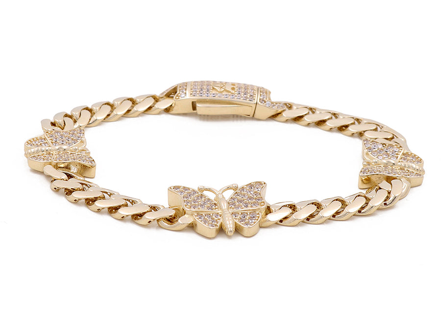 A Miral Jewelry 14K Gold Fashion Butterflies Bracelet with Cubic Zirconias.