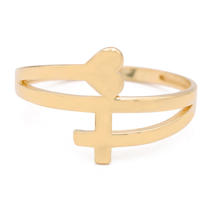A Miral Jewelry 14K Yellow Gold Fashion Heart and Cross Ring.