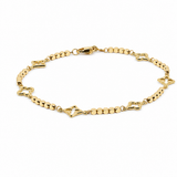 14K Yellow Gold Flowers Bracelet Women's
