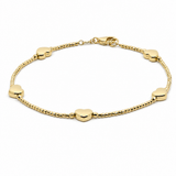 14K Yellow Gold Hearts Bracelet Women's