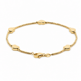 14K Yellow Gold Hearts Bracelet Women's