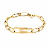 14K Yellow Gold Paper Clip Bracelet Women's