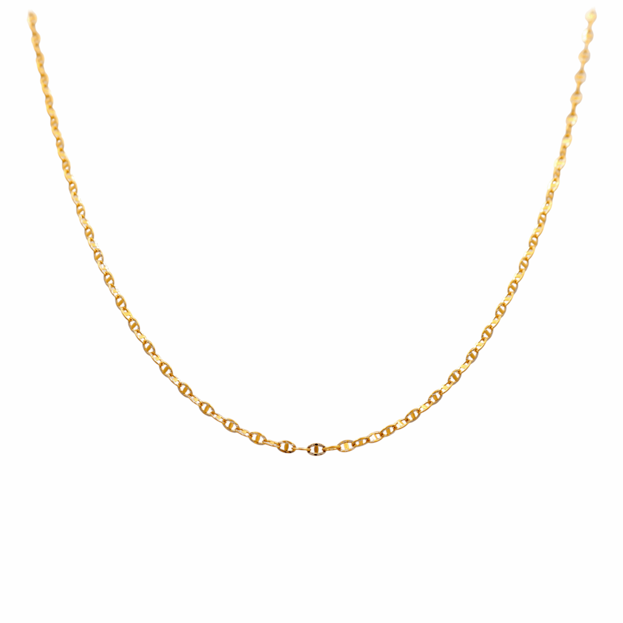 10K  Two Tone White/Yellow Gold Diamond Cut Marine Chain 18"