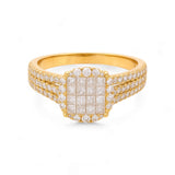 14K Yellow Gold Round Diamond Engagement Ring with 0.92Tw  Round  Diamonds