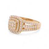 14K yellow Gold Square Diamond Engagement Ring with 1.25Tw  Round  Diamonds