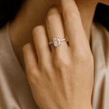 14K White Gold Solitaire Rings with 3.99Tw Emerald Lab Diamonds and Round lab Diamonds