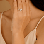 14K Yellow Gold Square Rings with 1.25Tw Round Lab Diamonds