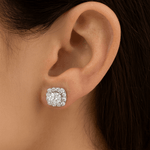 14K White Gold  Square Earrings with 2.40Tw Round Lab Grown Diamond