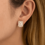 14K Yellow Gold  Emerald Earrings with 2.17Tw  Emerald Lab Grown Diamond