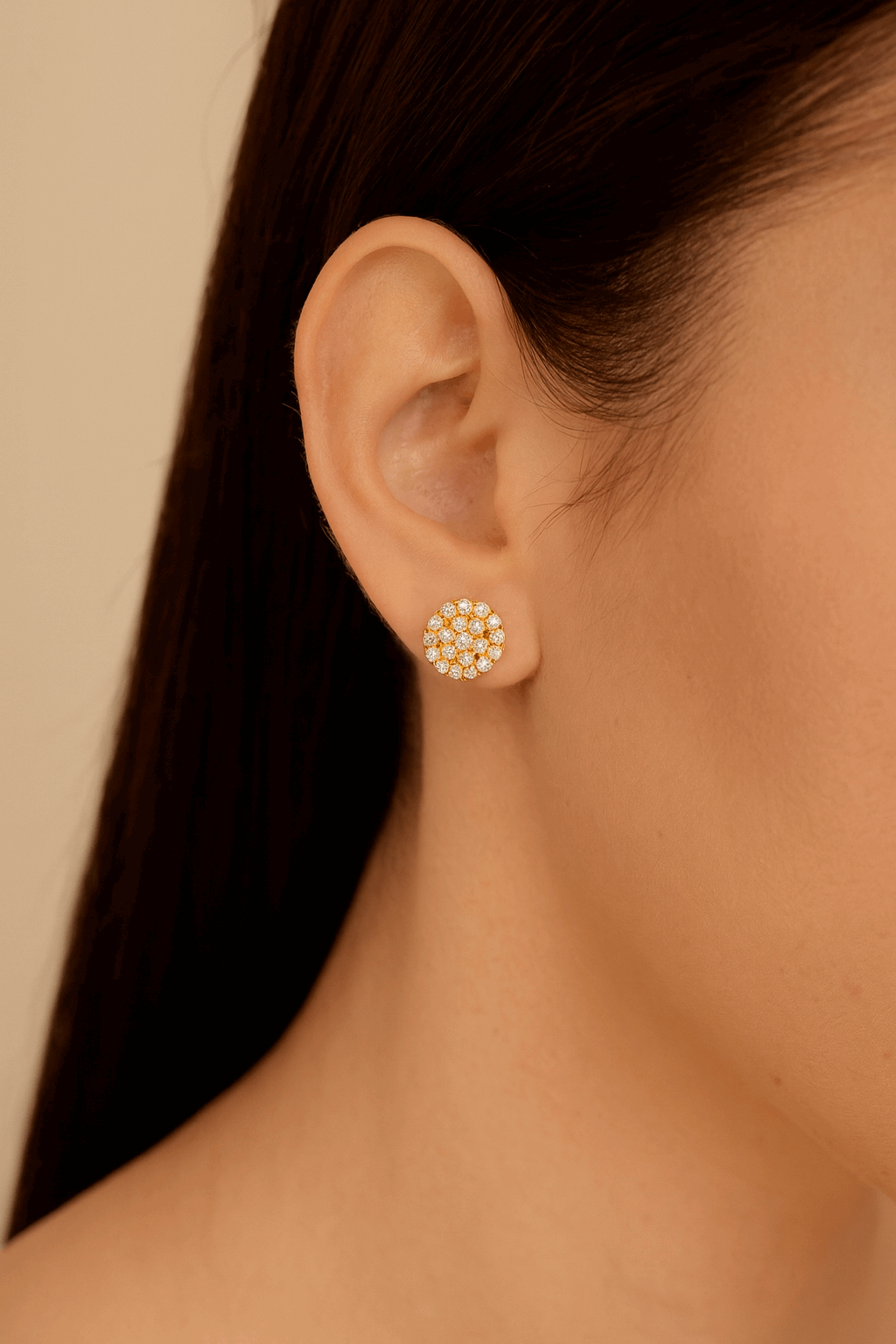 14K Yellow Gold  Round Earrings with 1.09Tw  Round Lab Grown Diamond