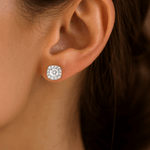 14K White Gold  Square Earrings with 1.63Tw  Round Lab Grown Diamond