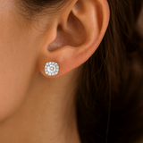 14K White Gold  Square Earrings with 1.63Tw  Round Lab Grown Diamond