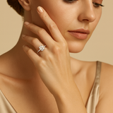 14K White Gold Solitaire Rings with 2.44Tw Emerald Lab Diamonds and Round Lab Diamonds