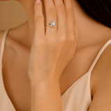 14K Yellow Gold Square Rings with 1.25Tw Round Lab Diamonds