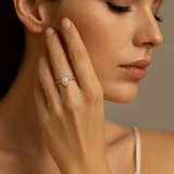 14K Yellow Gold Pear Rings with 1.47Tw Round Lab Diamonds