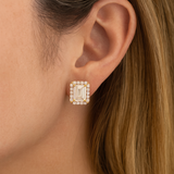 14K Yellow Gold  Emerald Earrings with 2.17Tw  Emerald Lab Grown Diamond