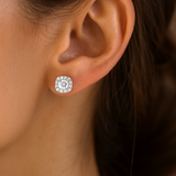 14K White Gold  Square Earrings with 1.63Tw  Round Lab Grown Diamond