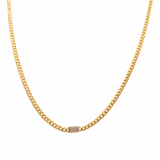 14K  Yellow Gold  Cuban Link with Cz Clazsp Chain 20"