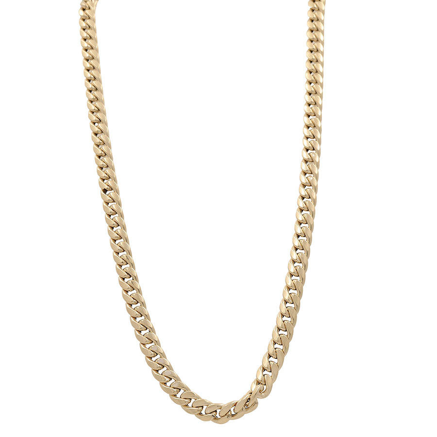 A Miral Jewelry 14K Yellow Gold Italian Fashion Link Necklace crafted with high-quality materials, featuring a 14K Yellow Gold curb chain.