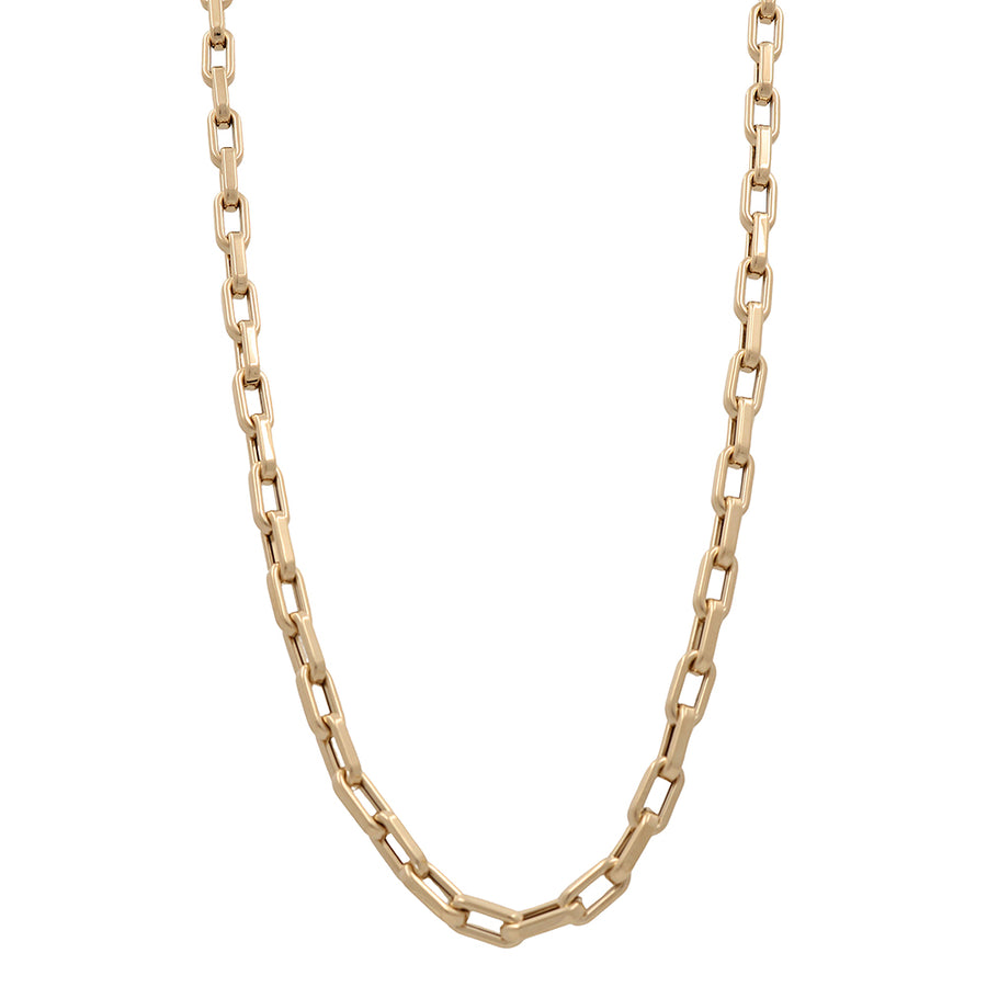 A luxurious Miral Jewelry Italian Fashion Link Necklace crafted in 14K yellow gold, featuring an elegant oval link design.