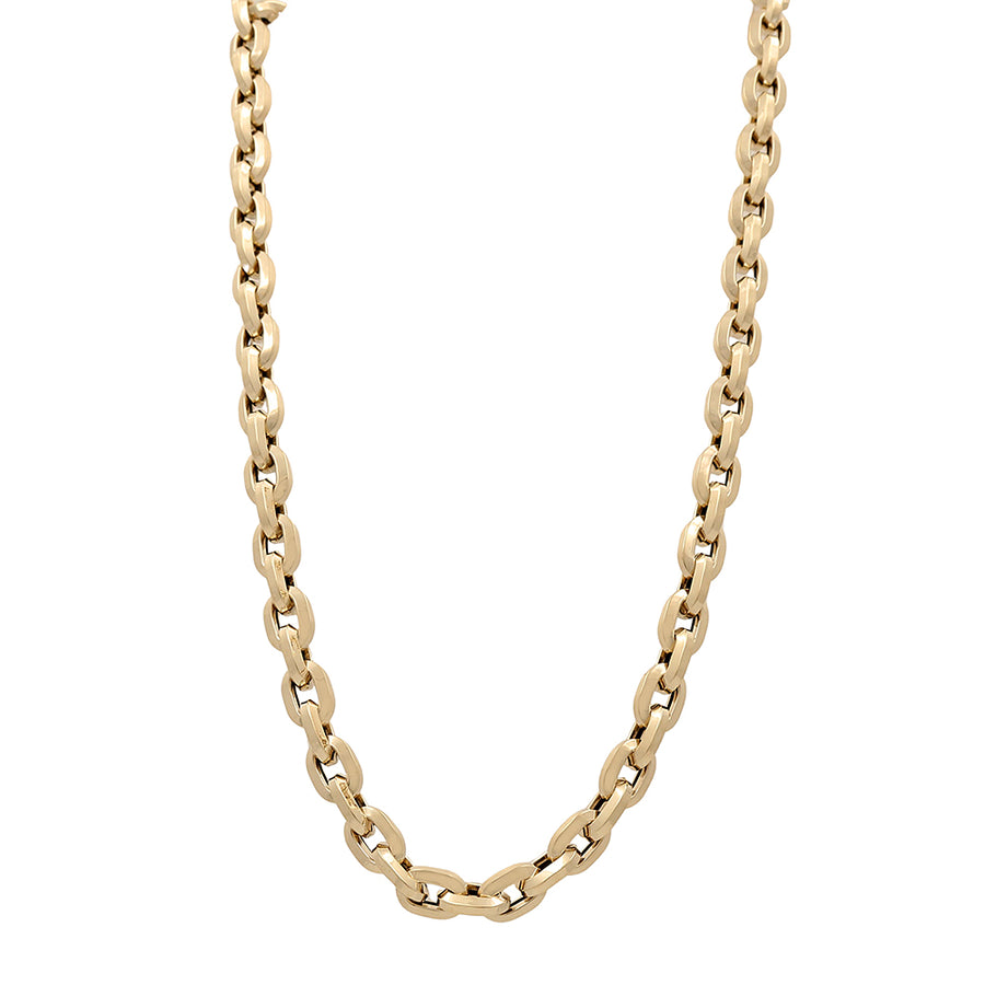 Enhance your jewelry collection with this exquisite Miral Jewelry 14K Yellow Gold Italian Fashion Link Necklace. Crafted in 14K yellow gold, this necklace features a stunning oval link design.