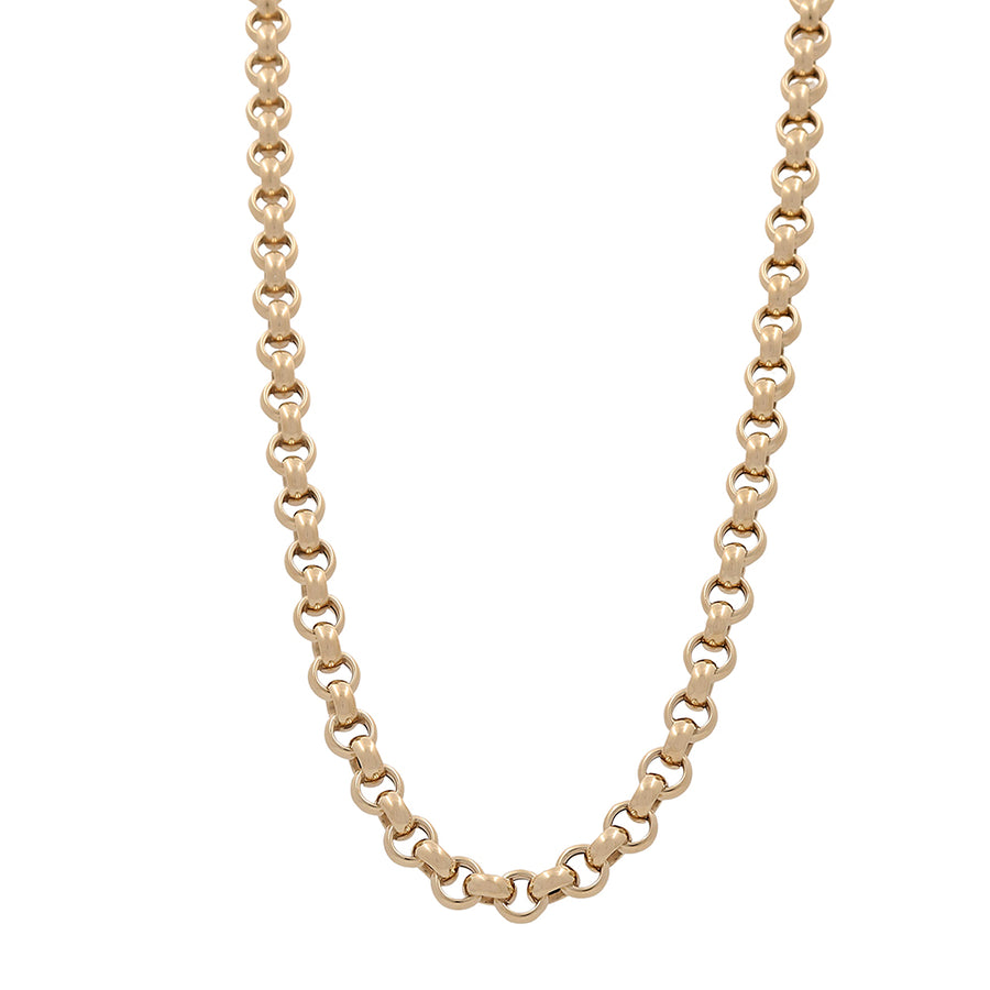 A Miral Jewelry 14K Yellow Gold Italian Fashion Link Necklace with an oval yellow gold link.