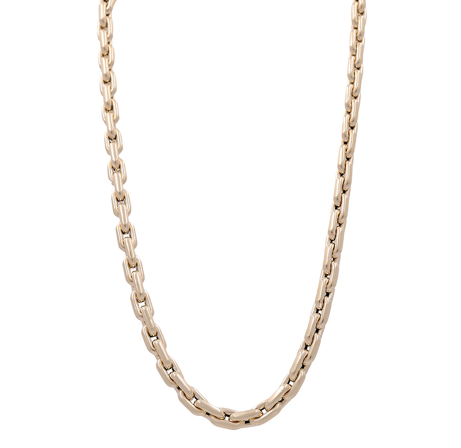 A 14K Yellow Gold Italian Fashion Link Necklace by Miral Jewelry on a white background.