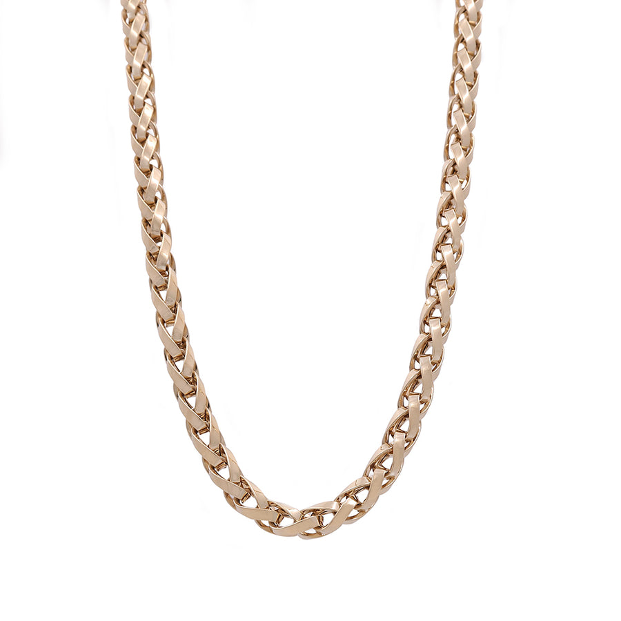 A 14K Yellow Gold Italian Fashion Link Necklace with an open link, perfect for Italian fashion enthusiasts, by Miral Jewelry.