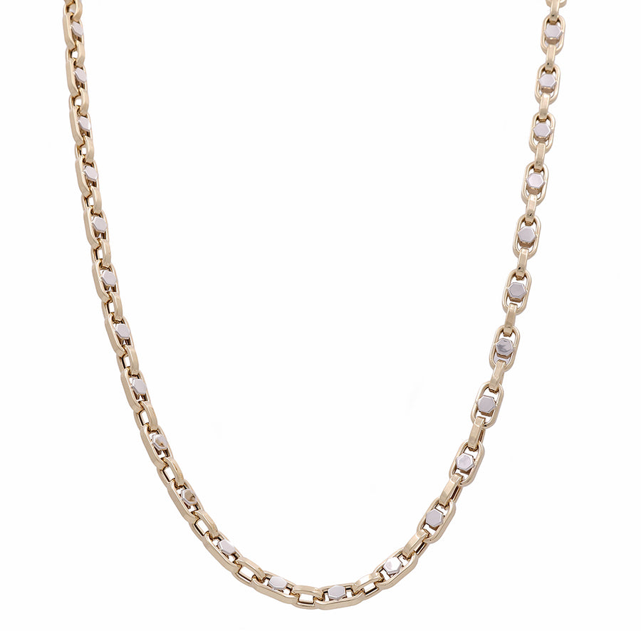 A Miral Jewelry 14K Yellow and White Gold Italian Fashion Link Necklace with diamonds.