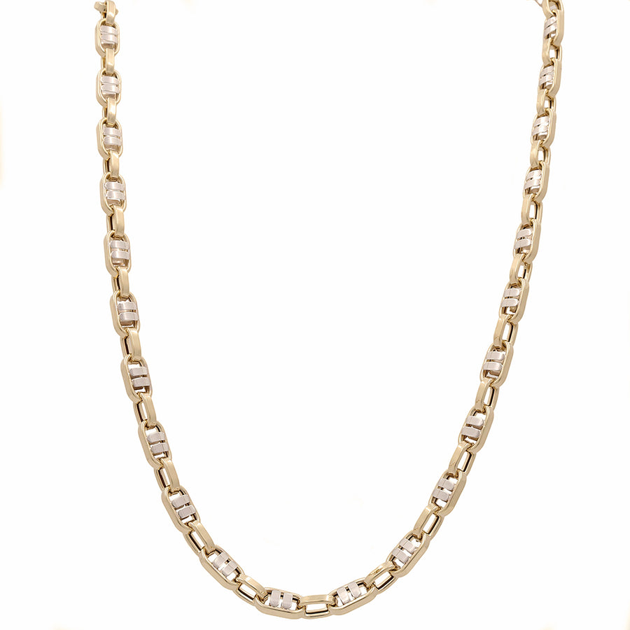 An Italian 14K Yellow Gold Miral Jewelry Fashion Link Necklace adorned with white diamonds.