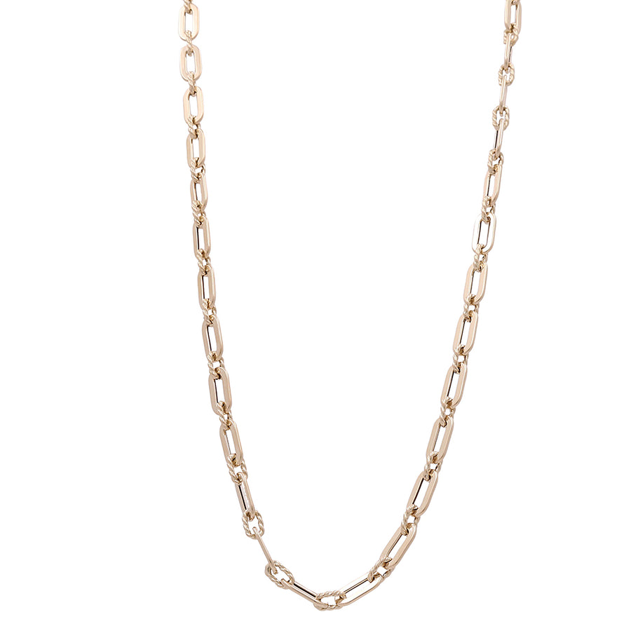 A Miral Jewelry 14K yellow gold Italian long link necklace with an open link, perfect as a statement piece or Italian long link necklace.