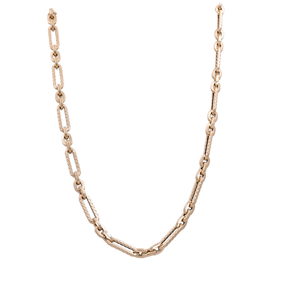 A Miral Jewelry 14K Yellow Gold Italian Long Link Necklace with an oval link.