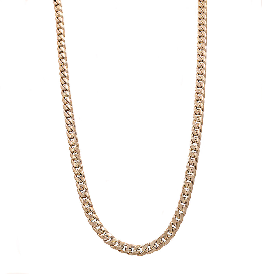 A 14K yellow gold Italian link necklace by Miral Jewelry with a gold plated clasp.
