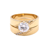 14K Yellow Gold Bridal Set with Cz Fashion Women's Ring