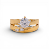 14K Yellow Gold Bridal Set with Cz Fashion Women's Ring