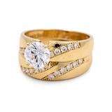 14K Yellow Gold Bridal Set with CZ Fashion Women's Ring