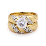14K Yellow Gold Bridal Set with CZ Fashion Women's Ring